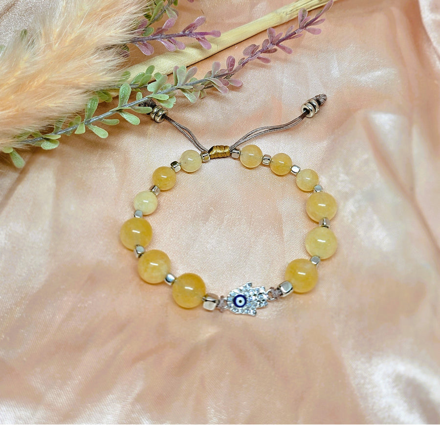 Evil Eye Charm with Citrine Crystals