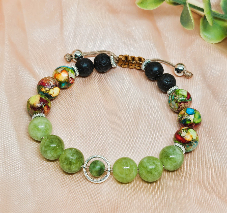 Birthstone Bracelet August - Peridot & Imperial Jasper