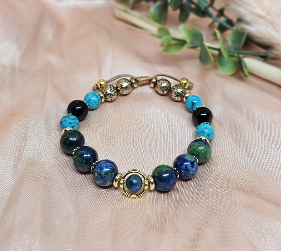 Birthstone Bracelet December - Lapiz Lazuli, Turquoise & Black Onyx