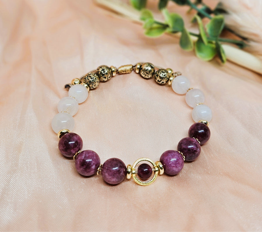 Birthstone Bracelet January - Garnet & Rose Quartz