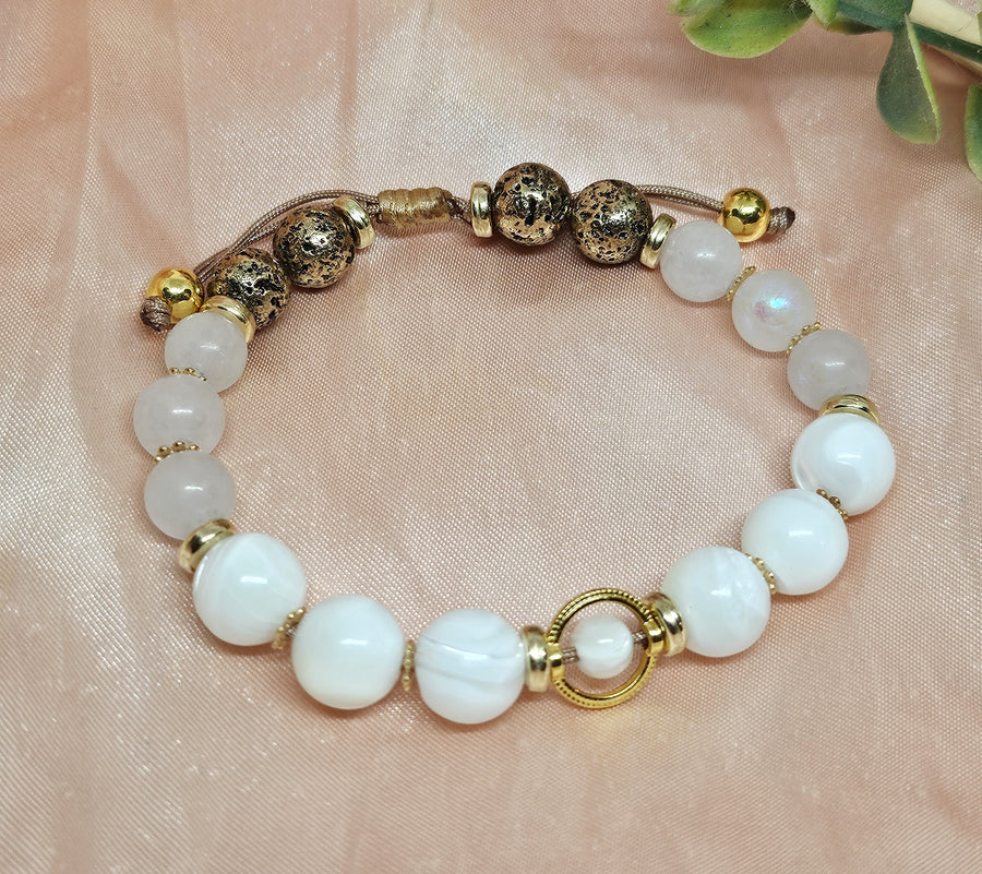 Birthstone Bracelet June - Mother of Pearl & White Moonstone