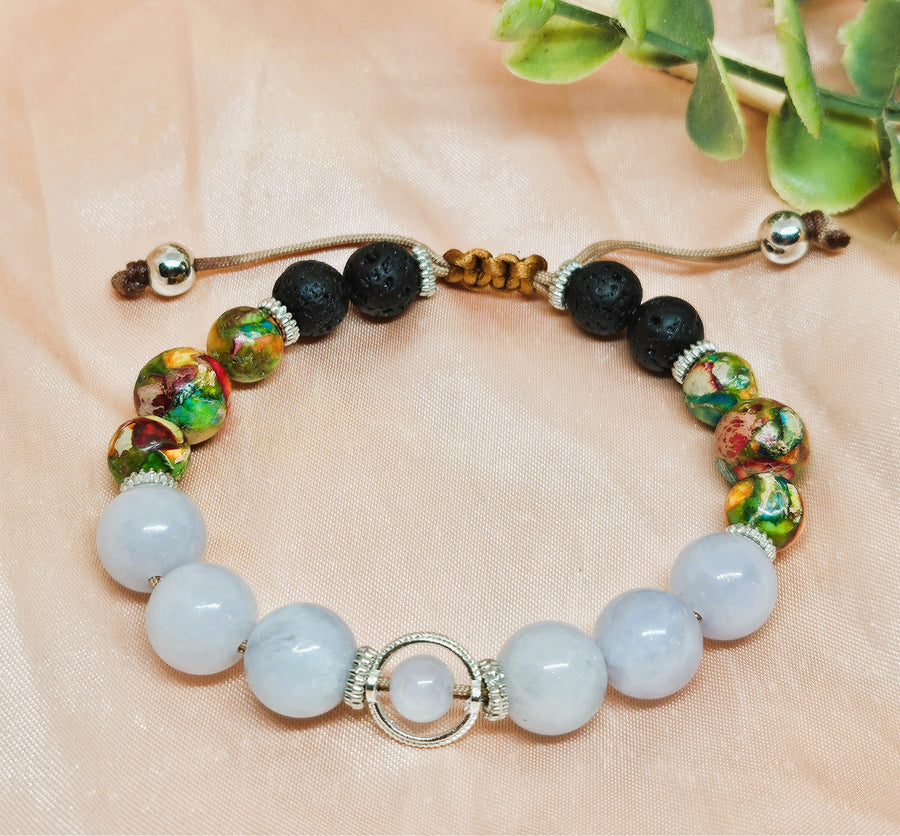 Birthstone Bracelet March - Aquamarine & Imperial Jasper