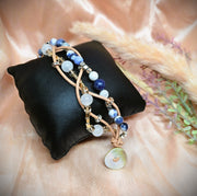 Twine with Leather - Sodalite & White Moonstone