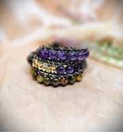 Wrap Bracelet - Amethyst, Tiger's Eye & Peacock Agate