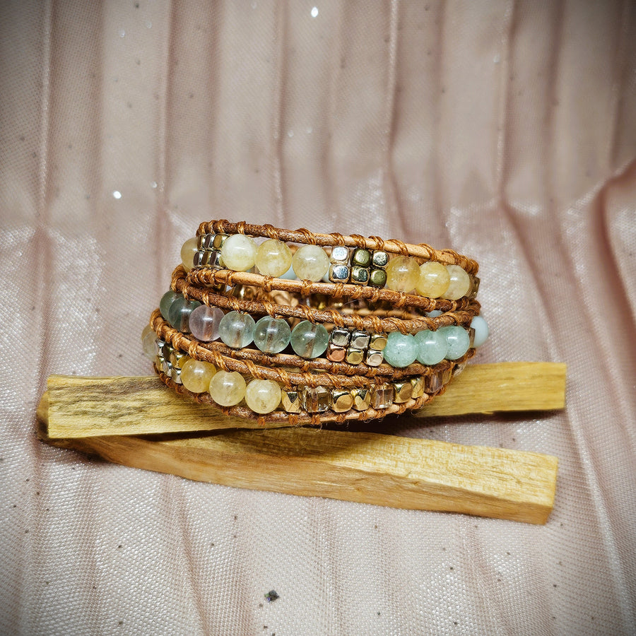 Wrap Bracelet - Fluorite, Citrine & Chrysoprase