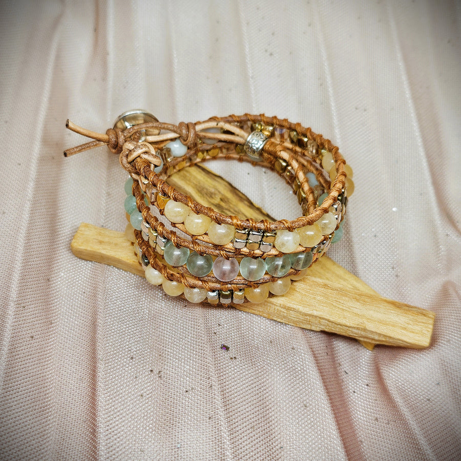 Wrap Bracelet - Fluorite, Citrine & Chrysoprase