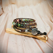 Wrap Bracelet - Garnet, Imperial Jasper, Chrysoprase, Green Aventurine, Peridot & Canadian Emerald