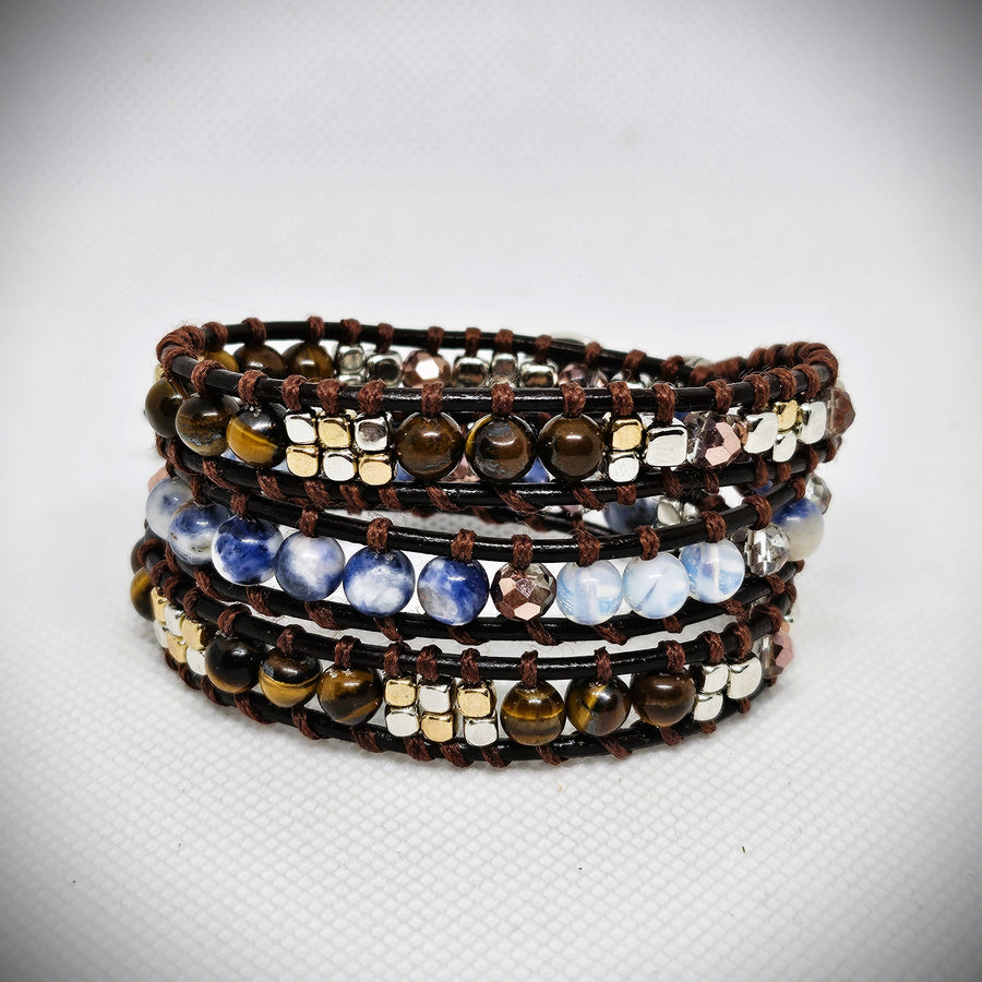 Wrap Bracelet - Opal, Sodalite & Tiger's Eye