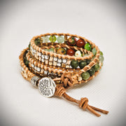 Wrap Bracelet - Red & Imperial Jasper, Chrysoprase, Green Aventurine, Peridot & Canadian Emerald